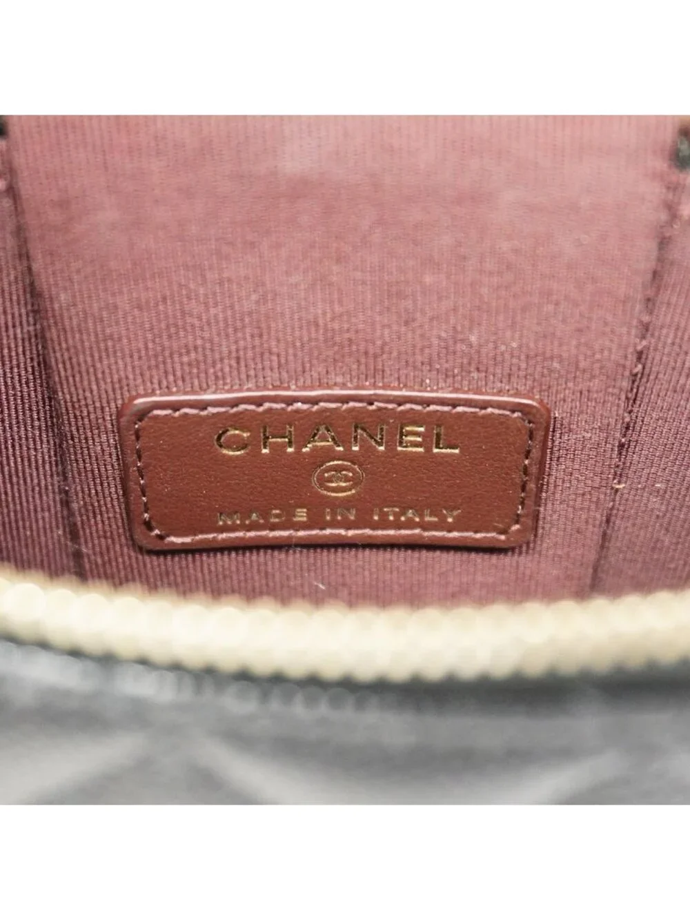 Chanel Shoulder Bag Quilted Caviar Leather Black Champagne Gold